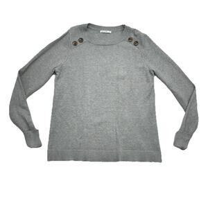 Pink Clover Womens Size Large Sweater Carson Gray Cuffed Sleeve Button Accent